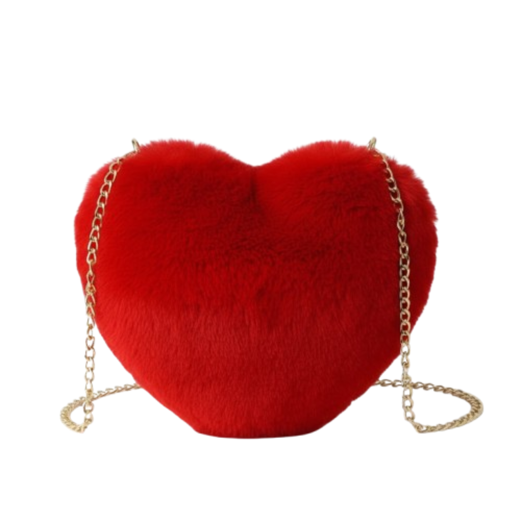 Sac bandoulière femme cœur fourrure doux élégant - Nalia