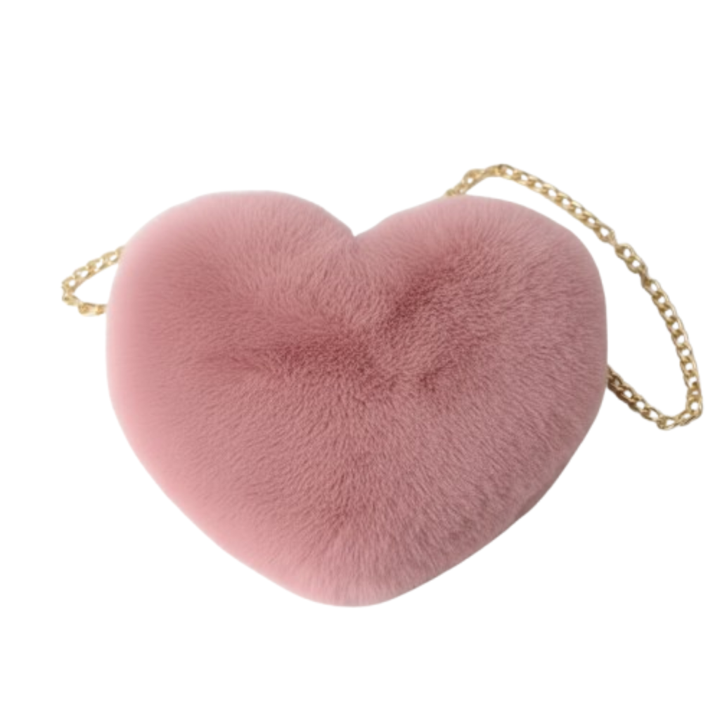 Sac bandoulière femme cœur fourrure doux élégant - Nalia