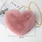 Sac bandoulière femme cœur fourrure doux élégant - Nalia