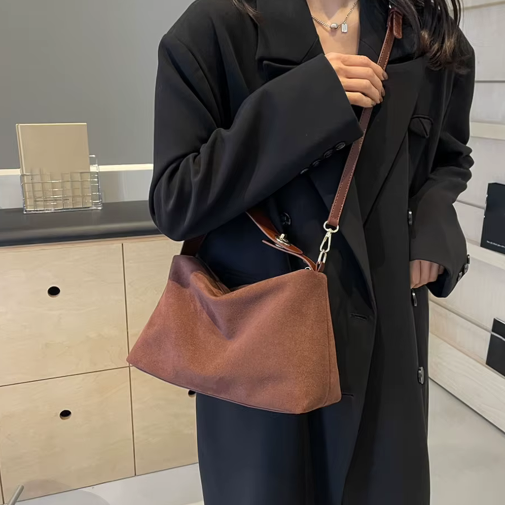 Sac bandoulière femme en daim Style chic - VELORA