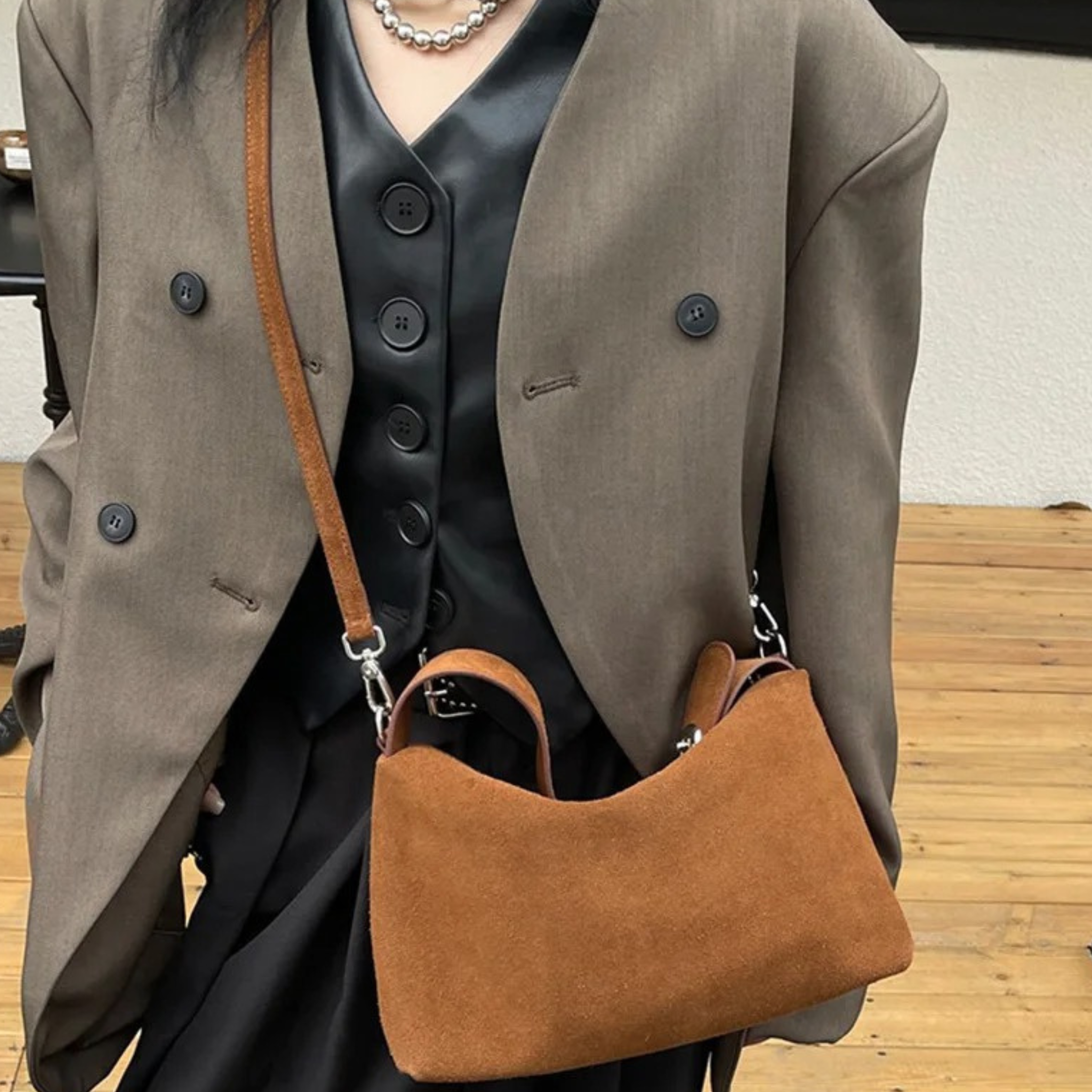 Sac bandoulière femme en daim Style chic - VELORA