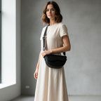 Sac bandoulière vintage femme en similicuir avec large sangle - Dune