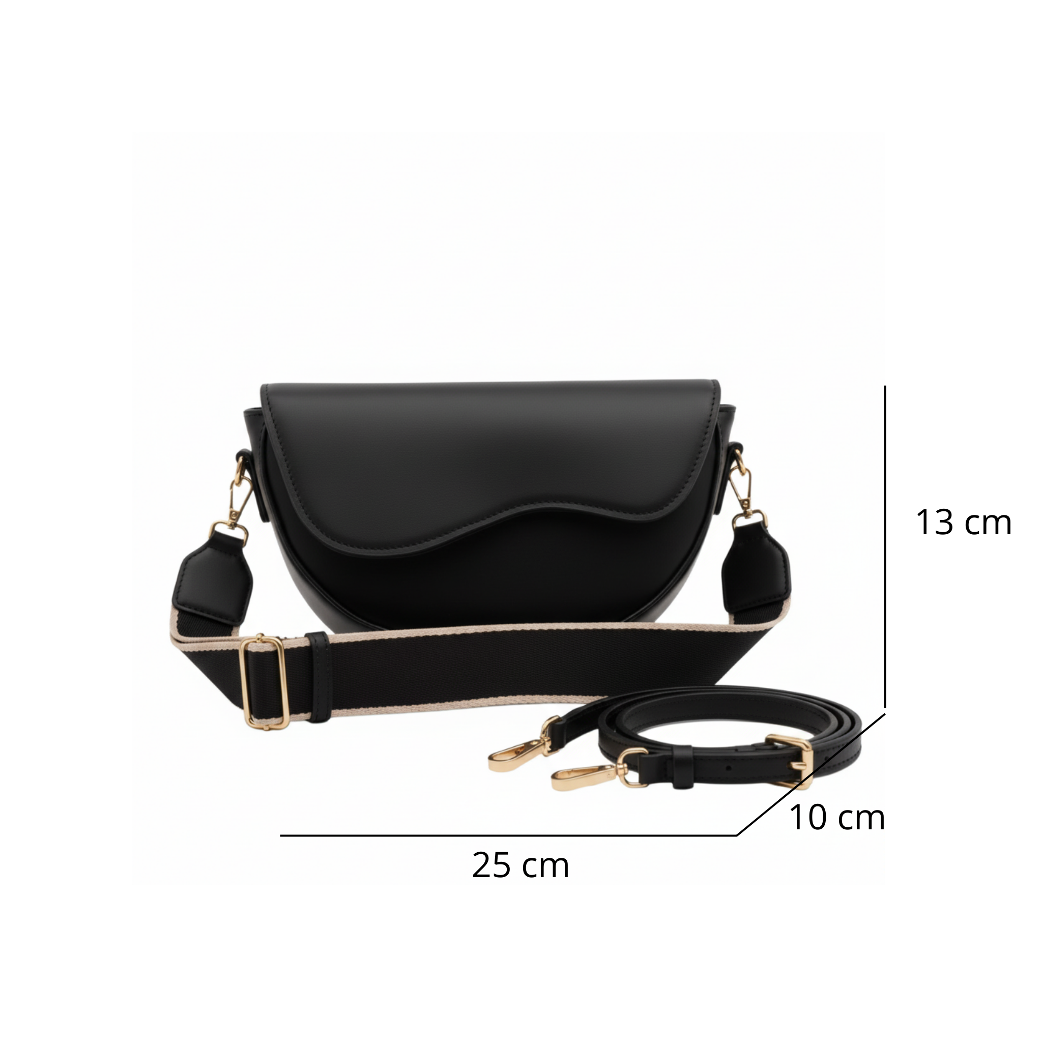 Sac bandoulière vintage femme en similicuir avec large sangle - Dune