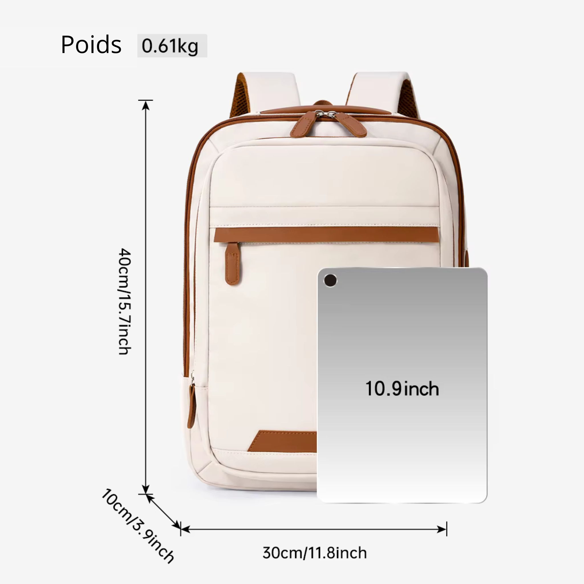 Sac à Dos Ordinateur Unisexe 16" Beige | Éliot