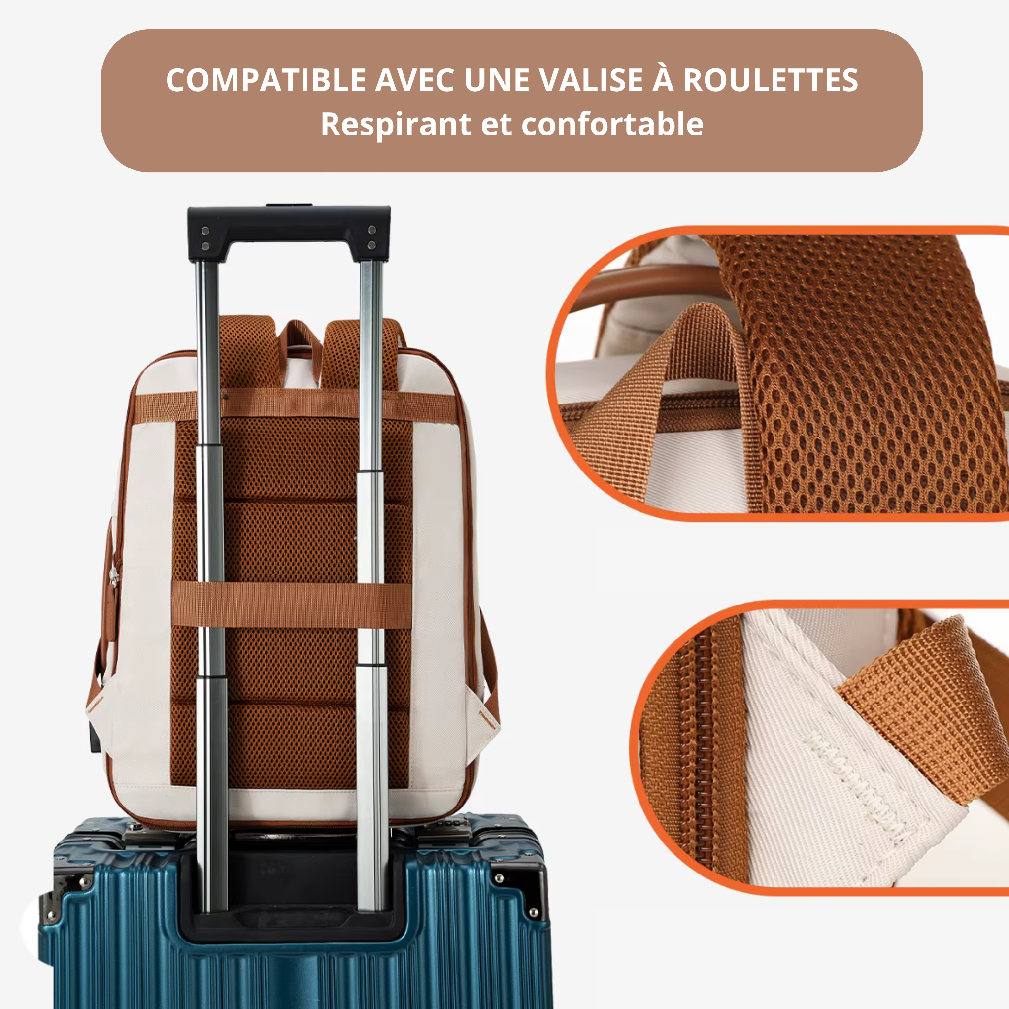 Sac à Dos Ordinateur Unisexe 16" Beige | Éliot