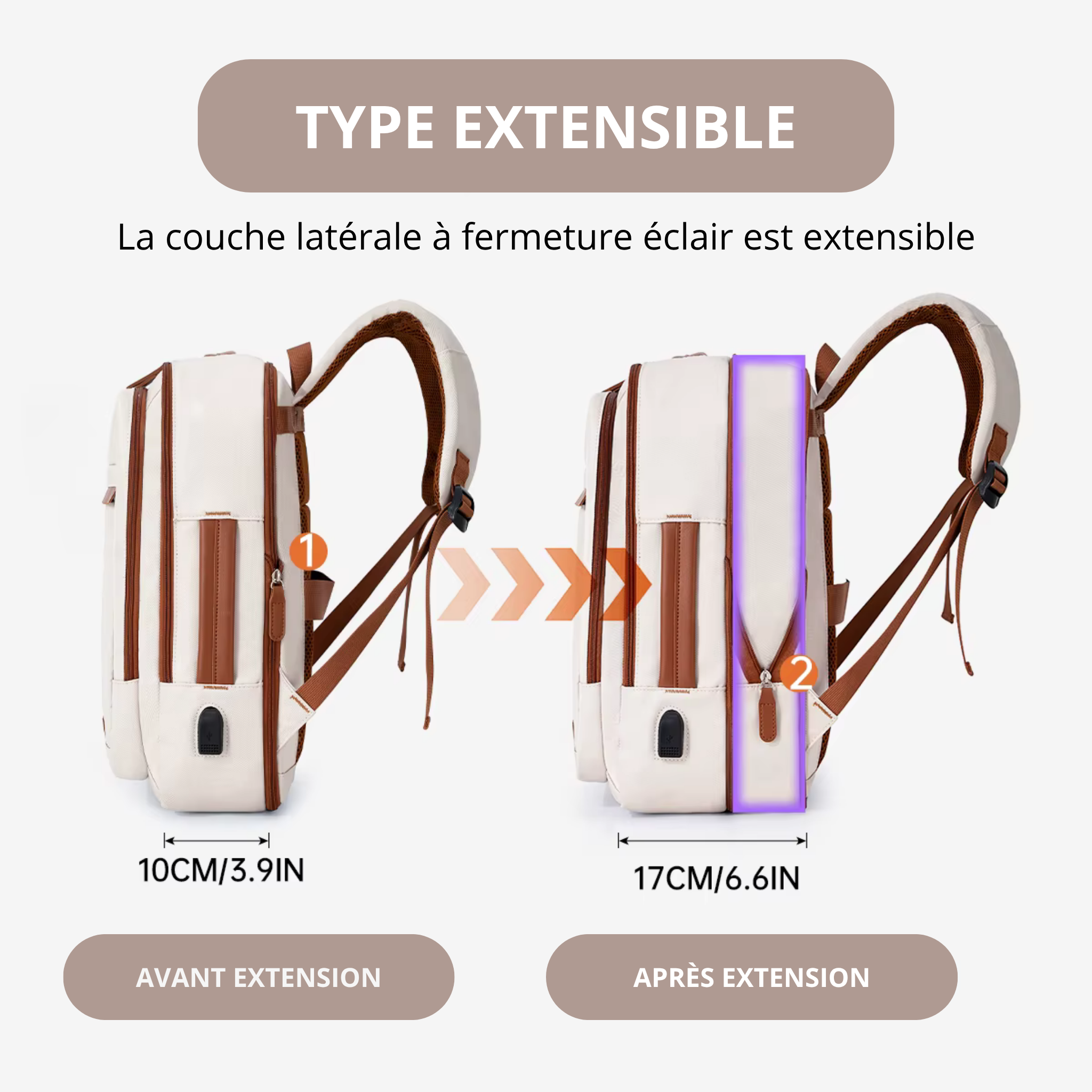Sac à Dos Ordinateur Unisexe 16" Beige | Éliot