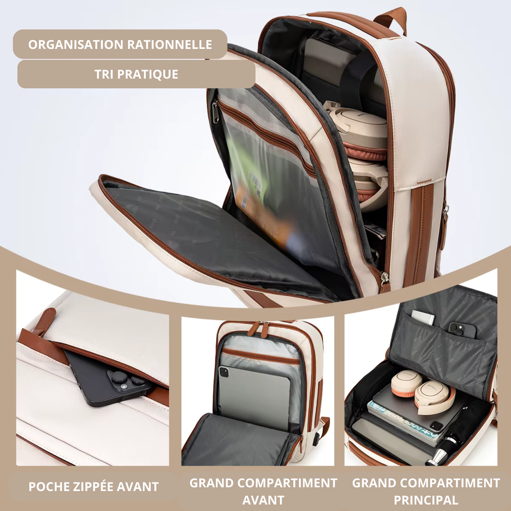 Sac à Dos Ordinateur Unisexe 16" Beige | Éliot