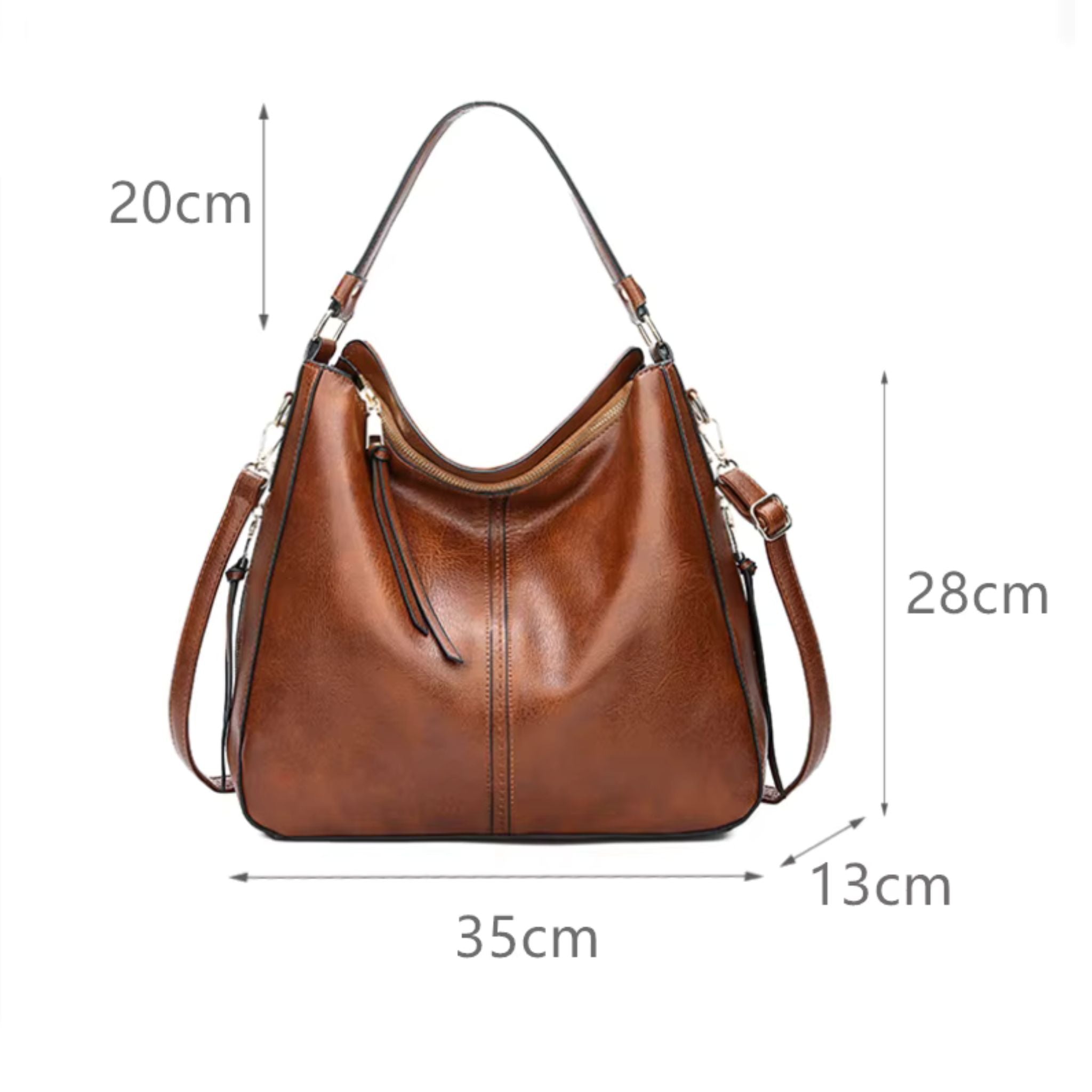 Sac bandoulière femme en similicuir grande capacité multi-poches - Luna