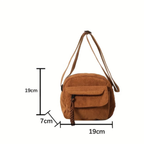 Sac bandoulière femme en velours côtelé avec poches pour usage quotidien - Cordea