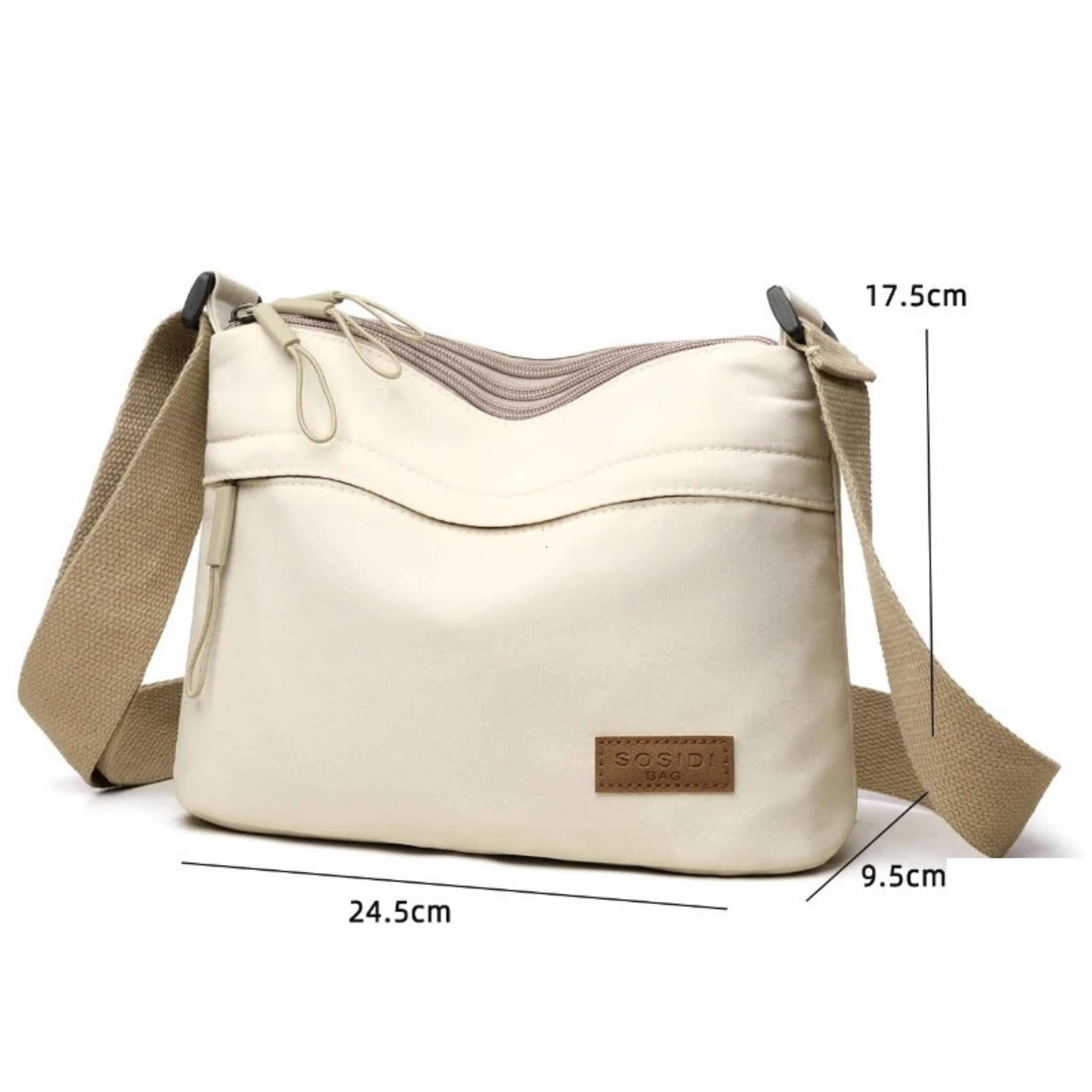 Sac bandoulière femme grande capacité multi-poches en toile - Kavera