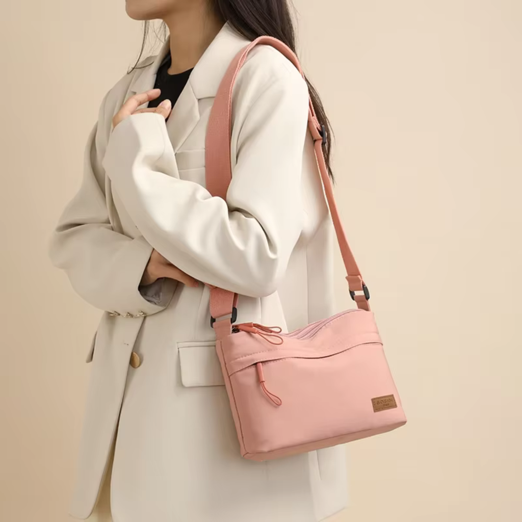 Sac bandoulière femme grande capacité multi-poches en toile - Kavera