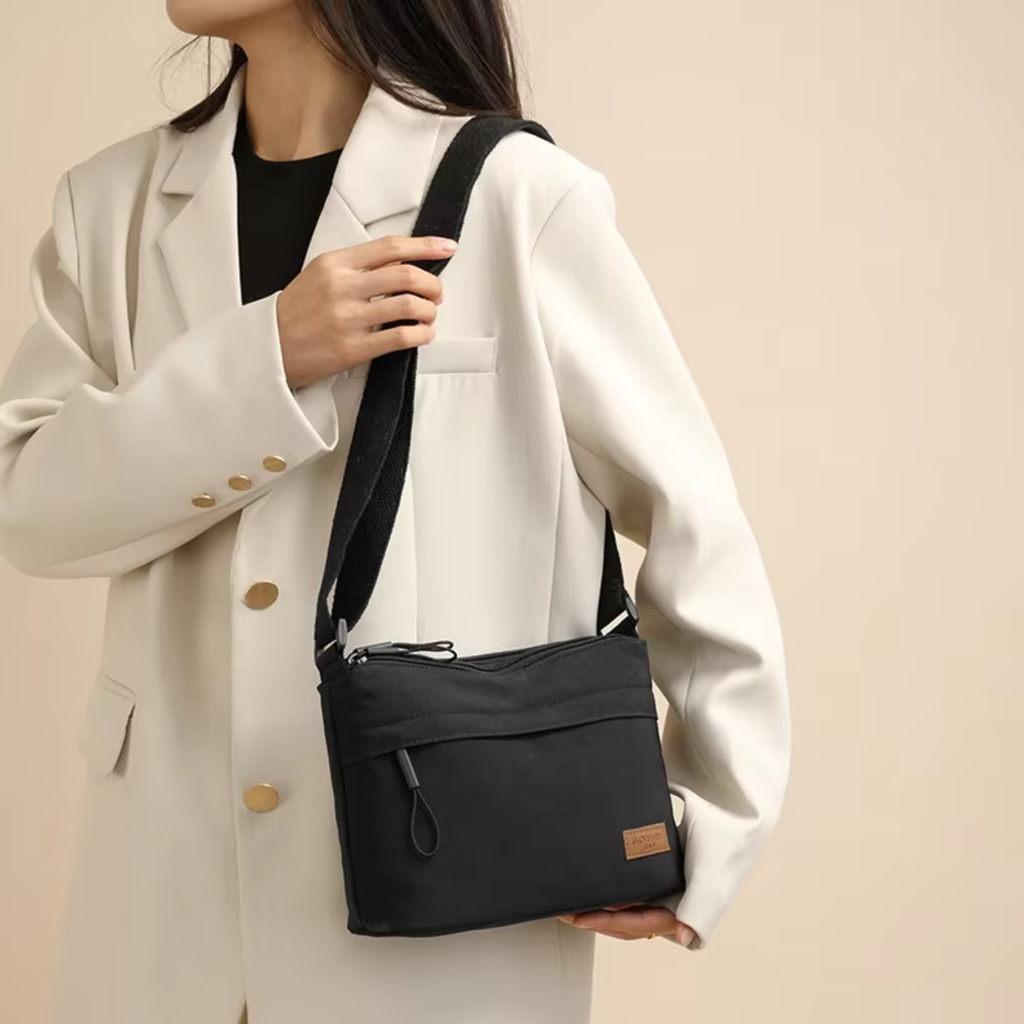 Sac bandoulière femme grande capacité multi-poches en toile - Kavera