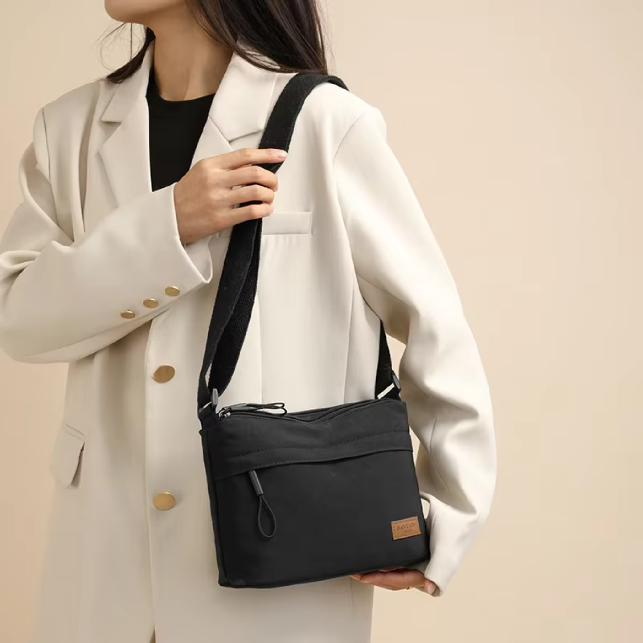 Sac bandoulière femme grande capacité multi-poches en toile - Kavera
