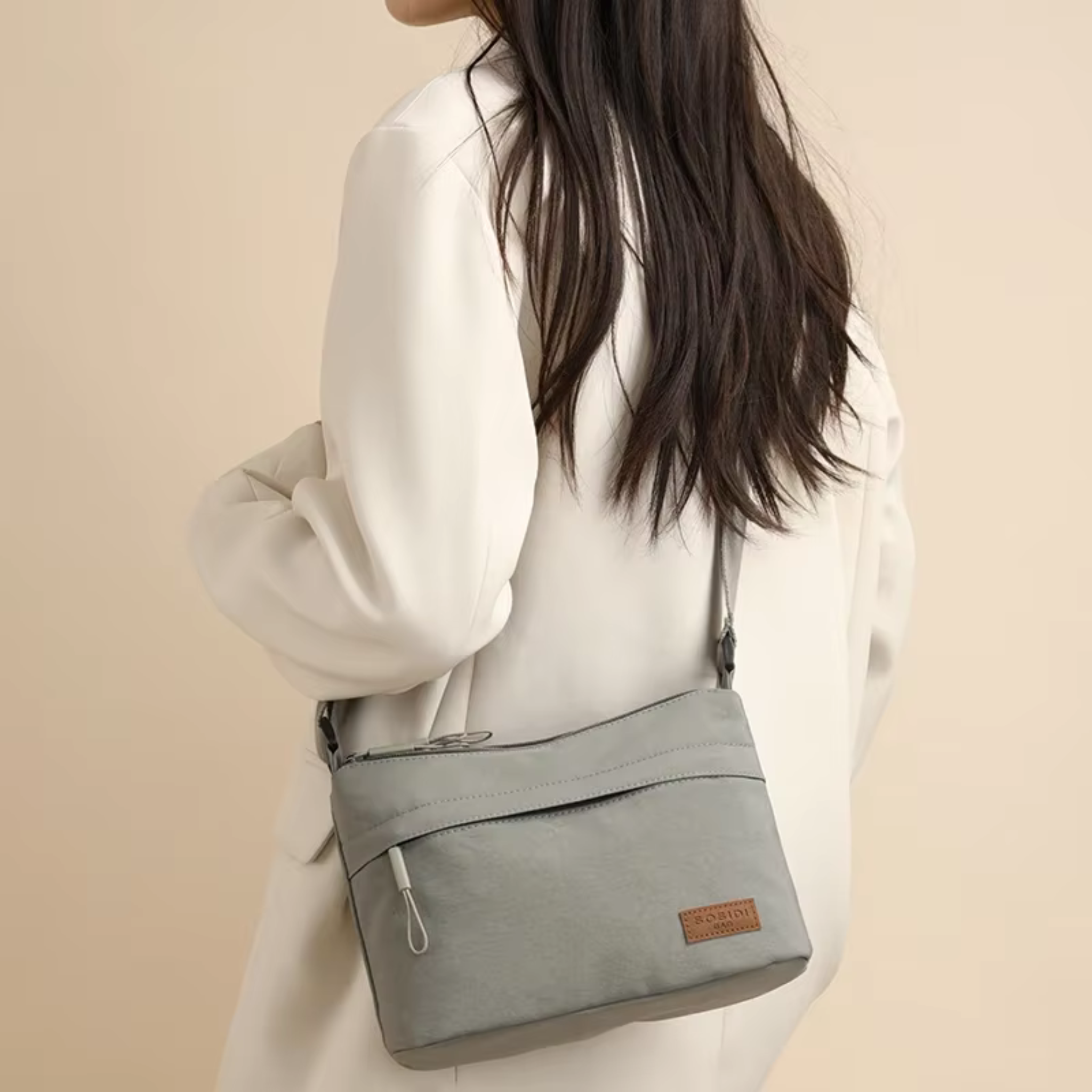 Sac bandoulière femme grande capacité multi-poches en toile - Kavera