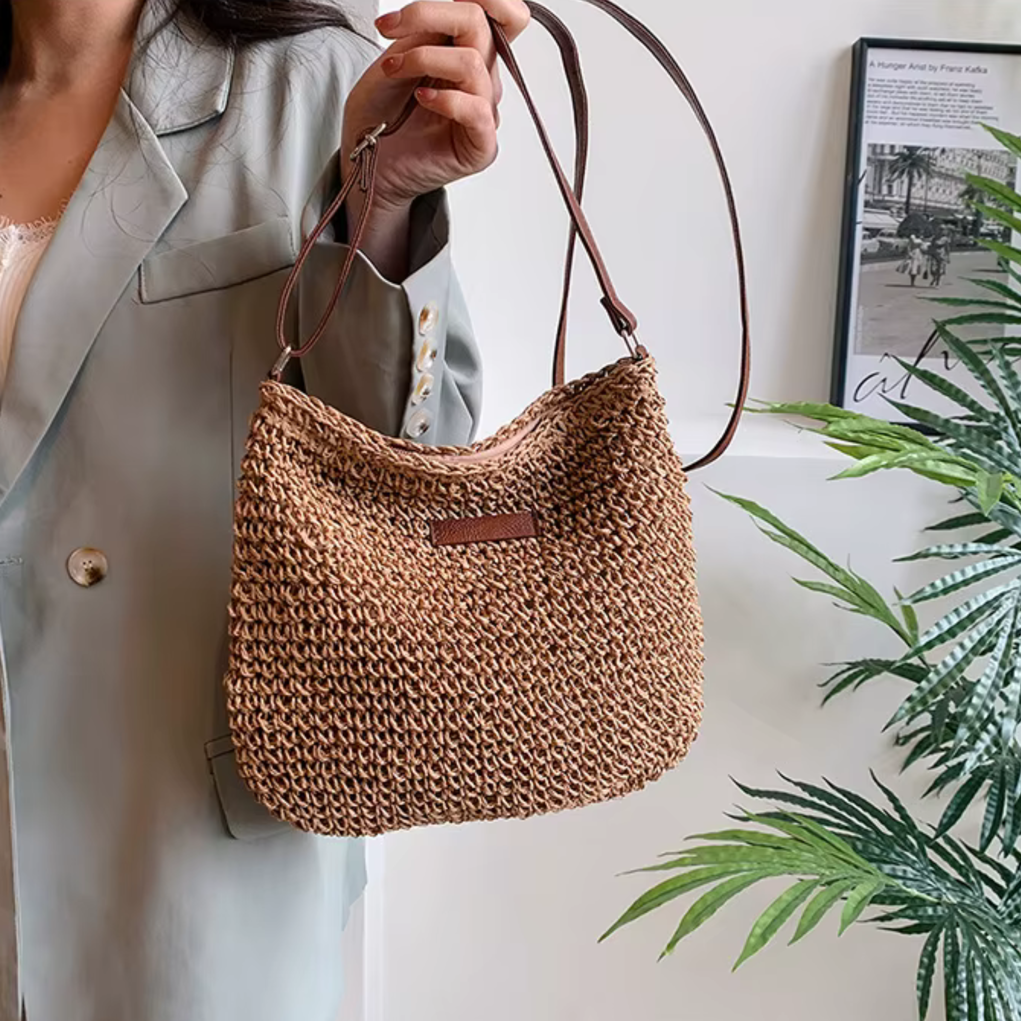 Sac bandoulière femme tressé à la main - Linaé