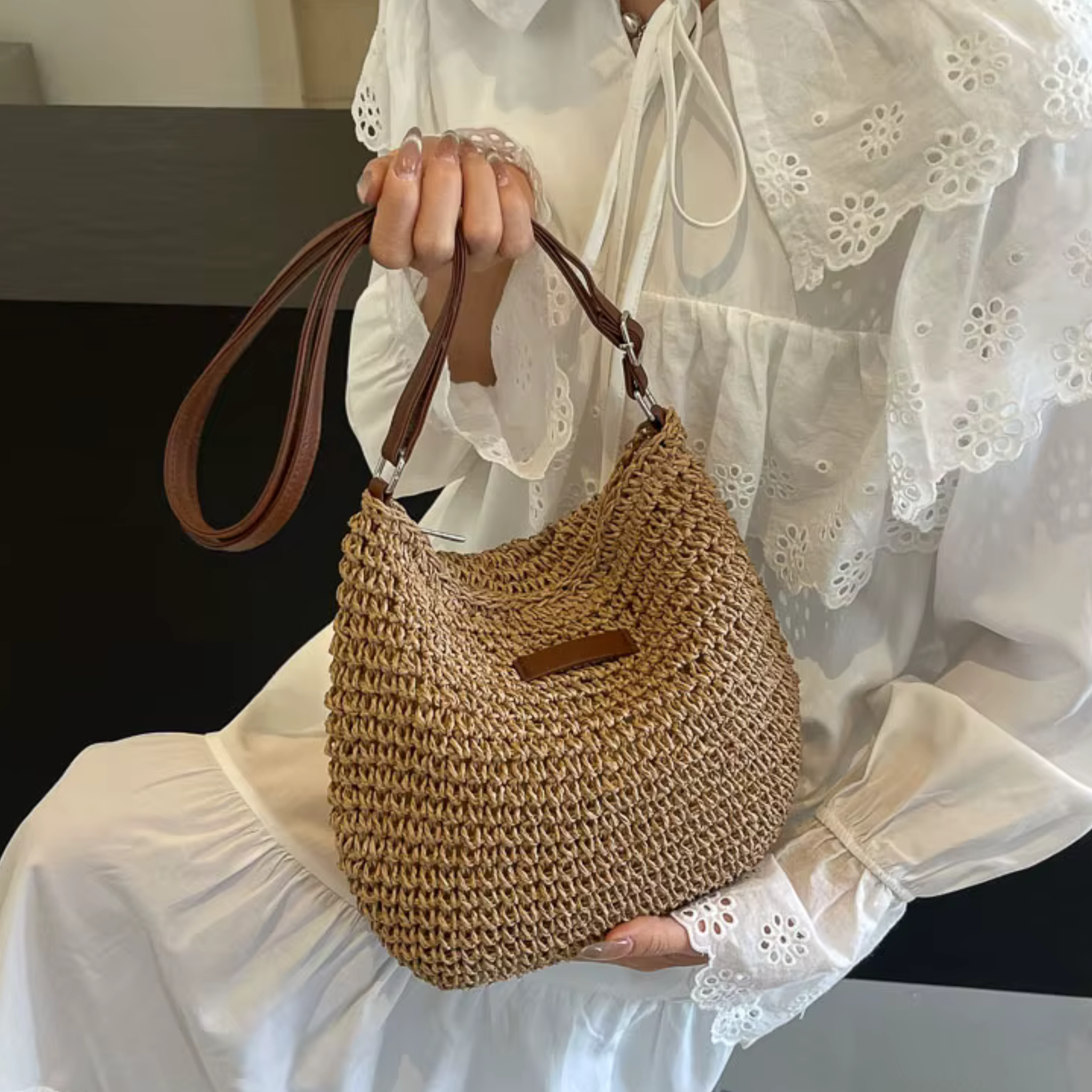 Sac bandoulière femme tressé à la main - Linaé