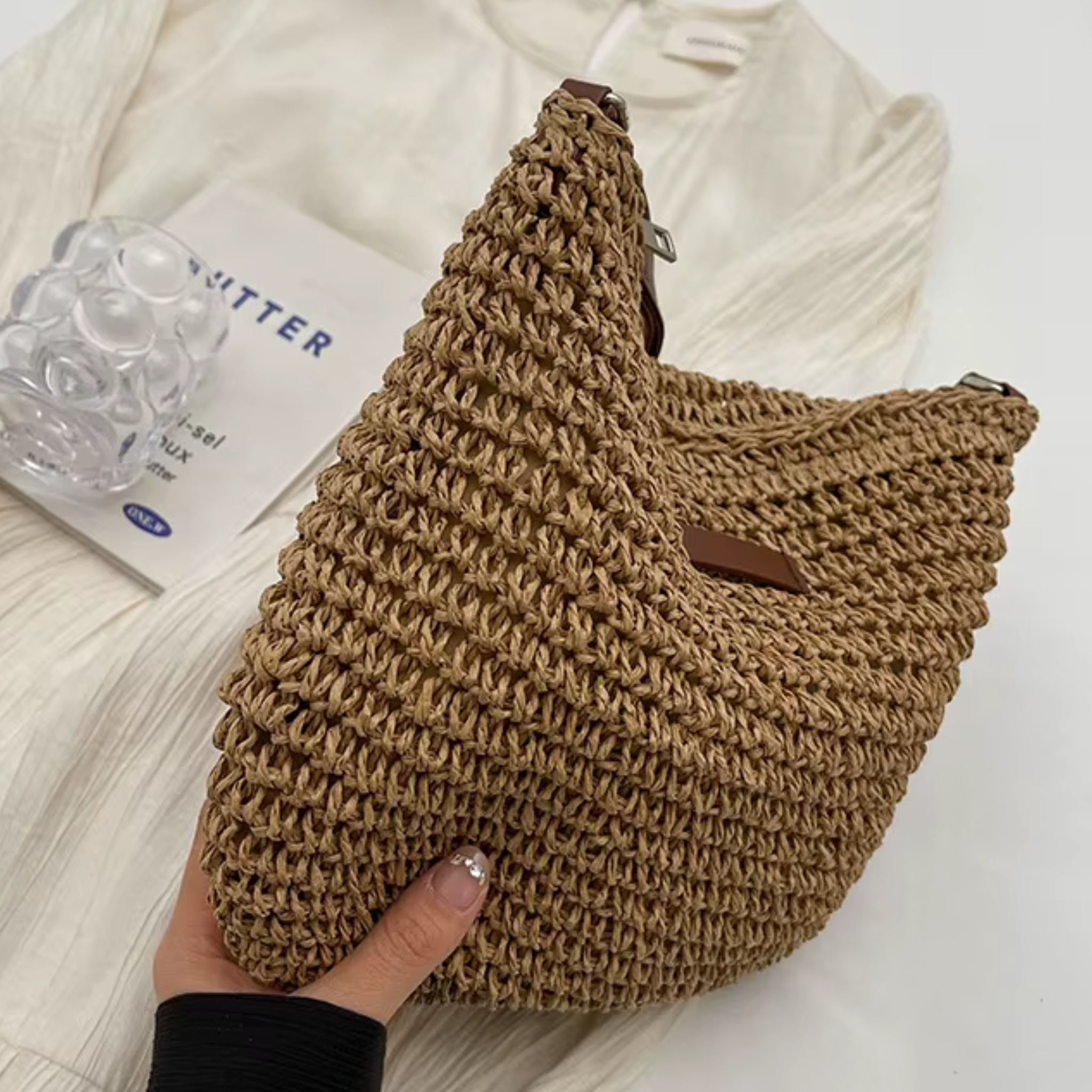 Sac bandoulière femme tressé à la main - Linaé