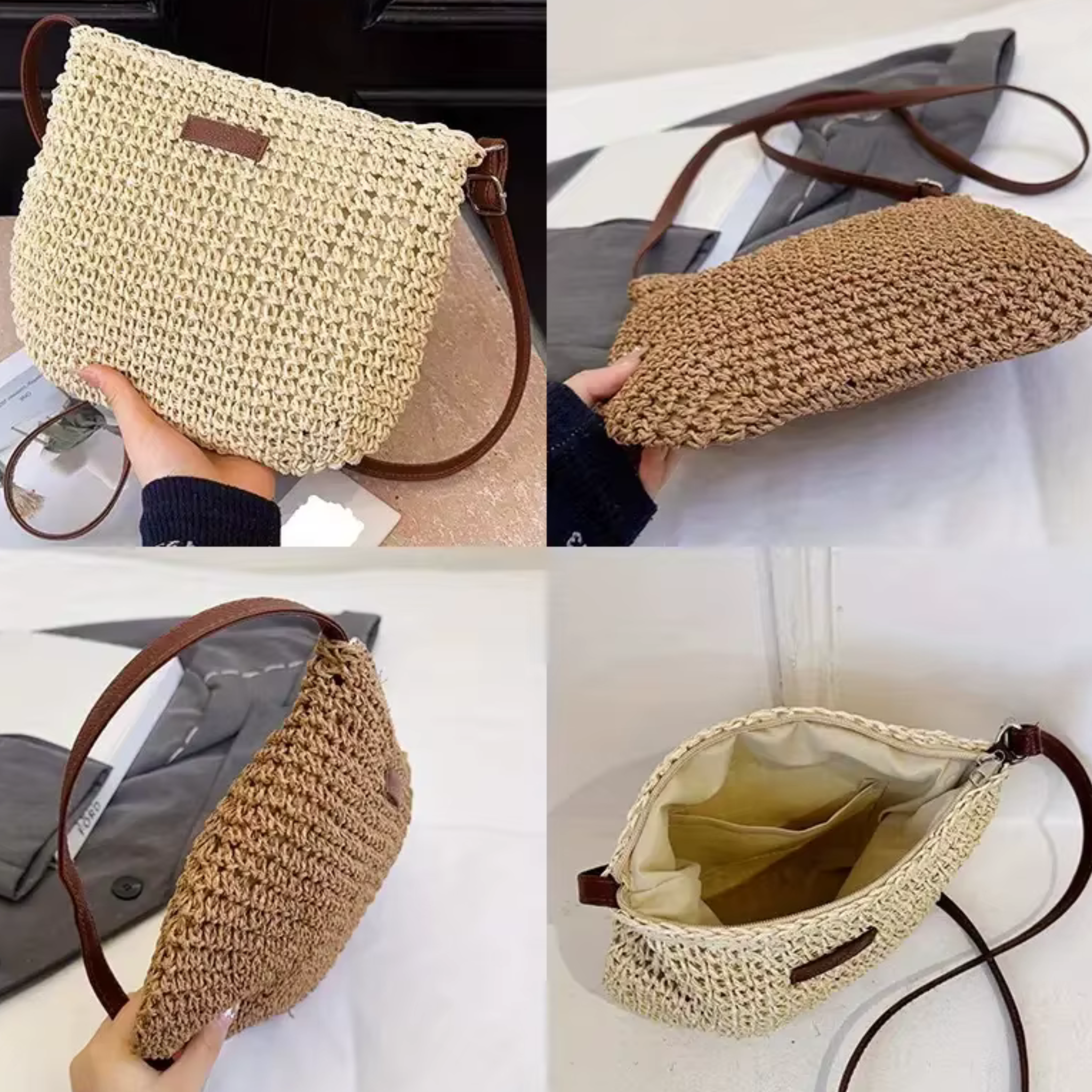 Sac bandoulière femme tressé à la main - Linaé
