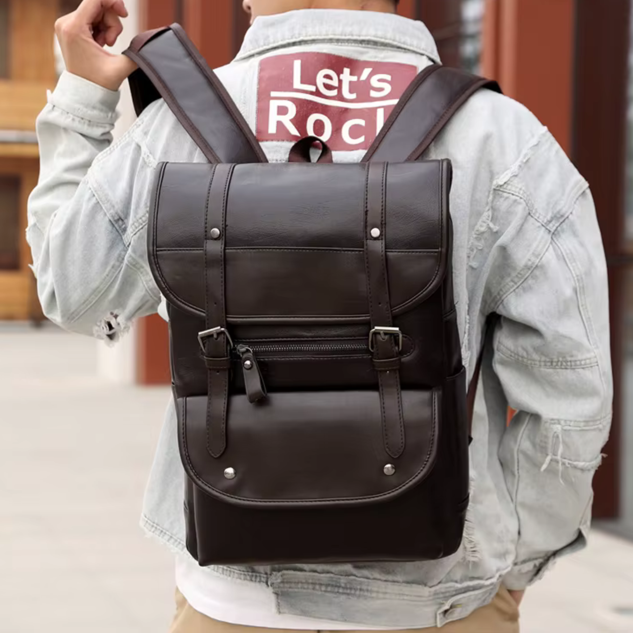 Sac à Dos Homme Cuir Marron Foncé  | Alex