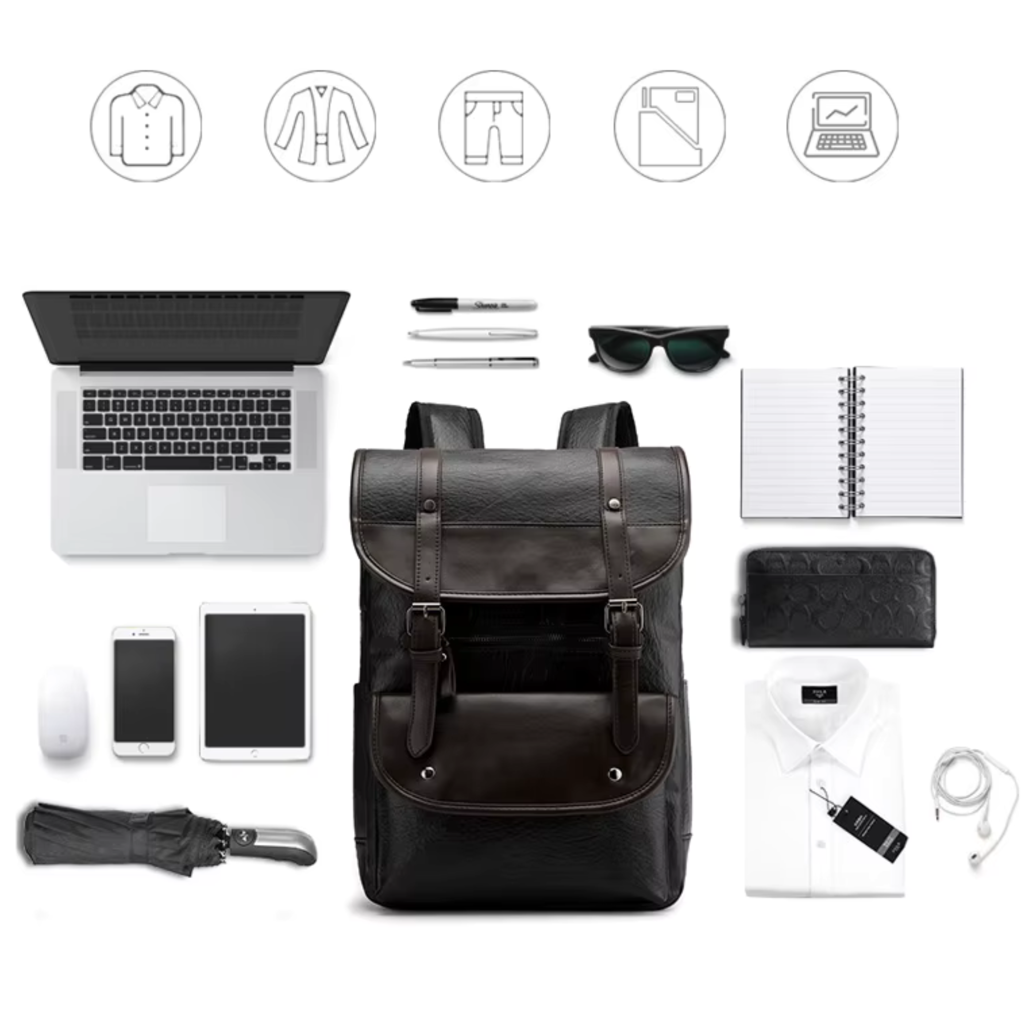 Sac à Dos Homme Cuir Marron Foncé  | Alex
