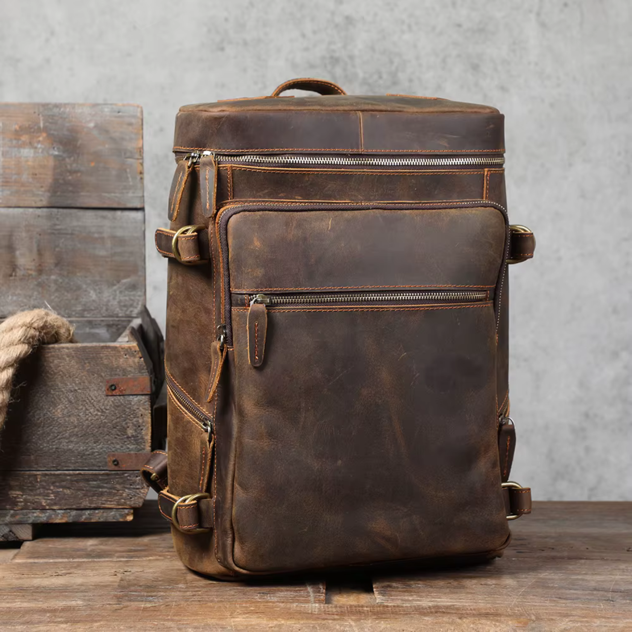 Sac à Dos Cuir Homme Marron Vintage | Léon