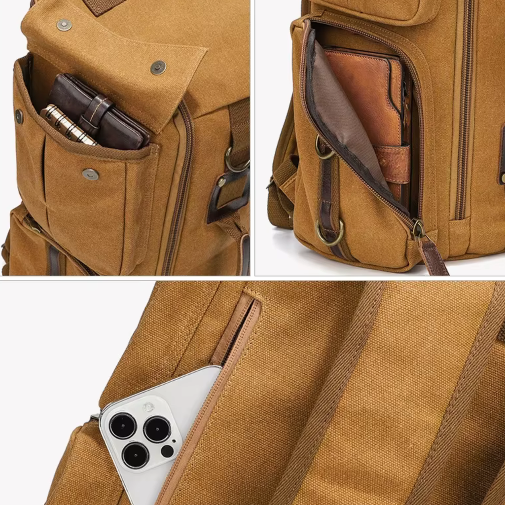 Sac à Dos Vintage Toile Homme Femme Marron | Axel