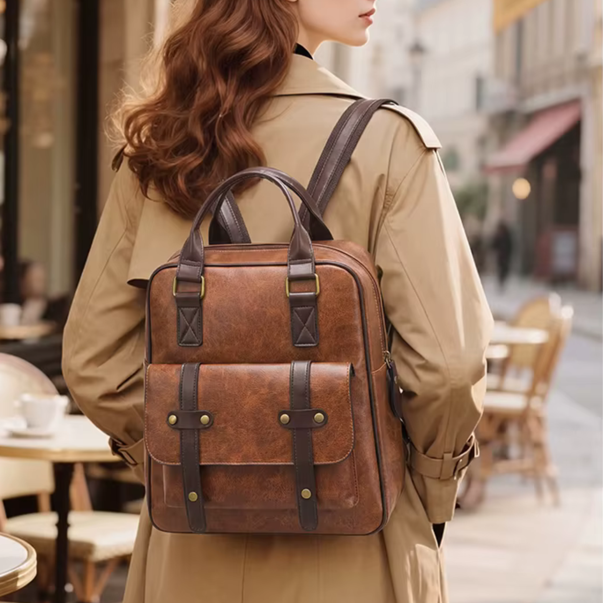 Sac à Dos Femme Style Vintage Marron | Margaux