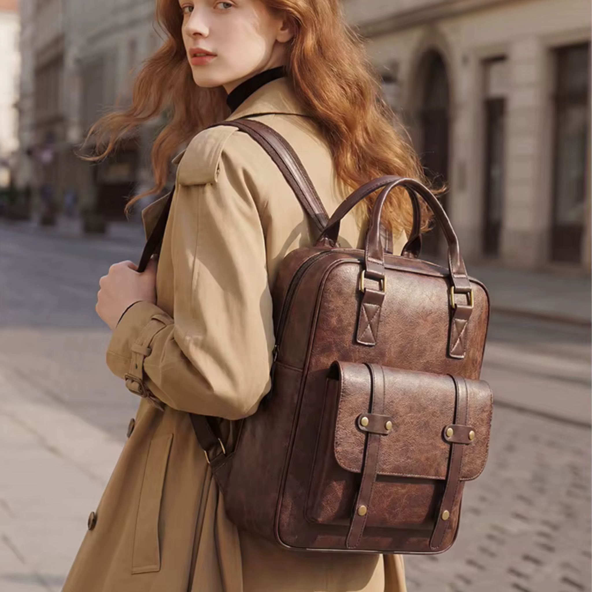 Sac à Dos Femme Style Vintage Marron | Margaux