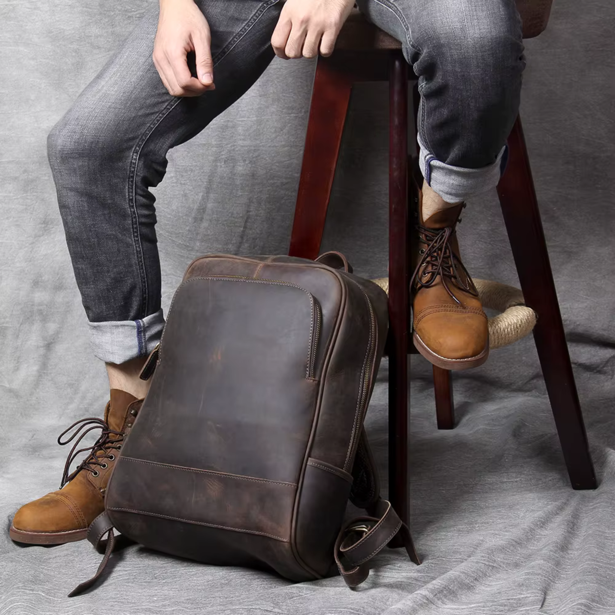 Sac à Dos Cuir Homme Femme Marron Vintage | Hugo II