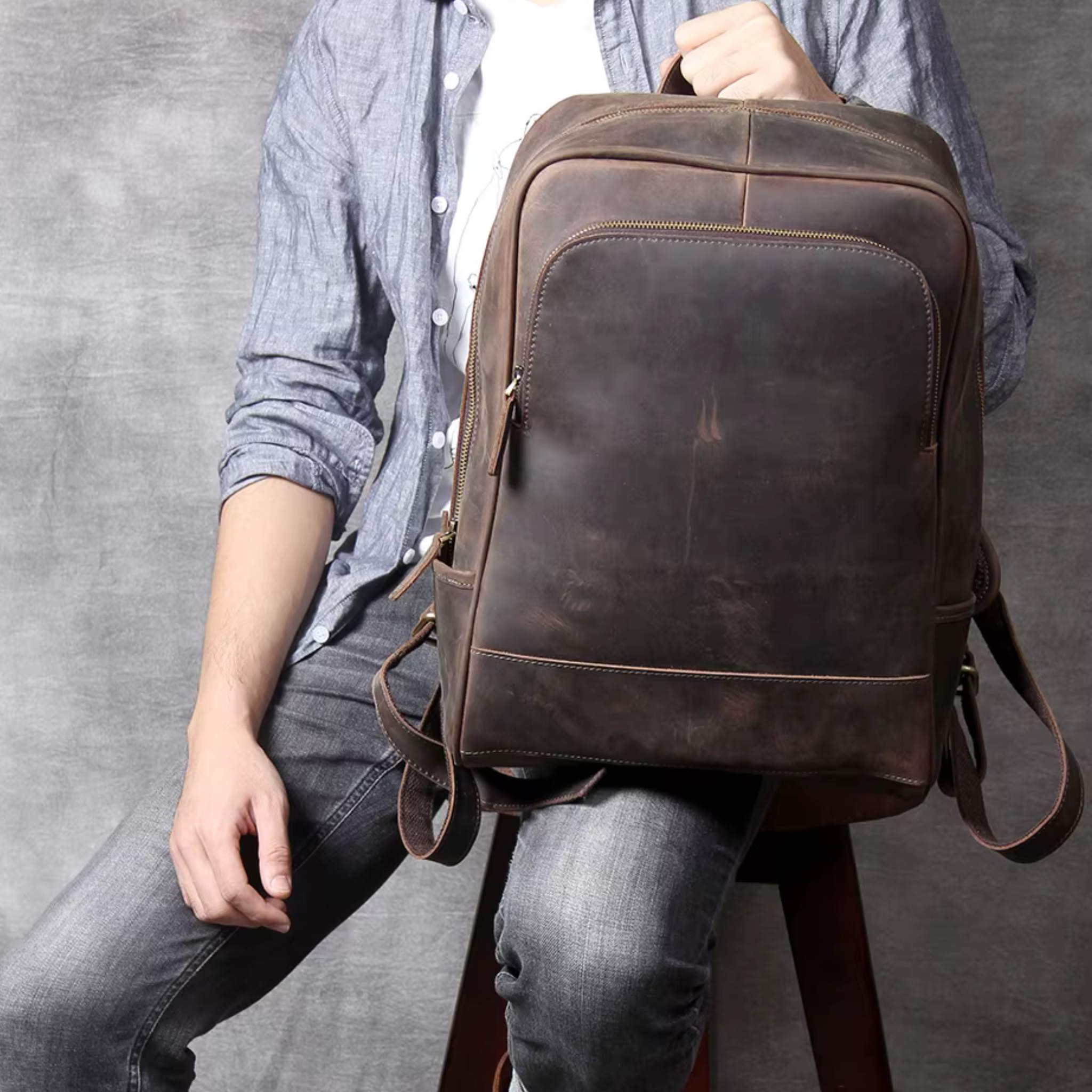 Sac à Dos Cuir Homme Femme Marron Vintage | Hugo II