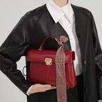 Sac bandoulière en cuir pour femme avec foulard - Fella