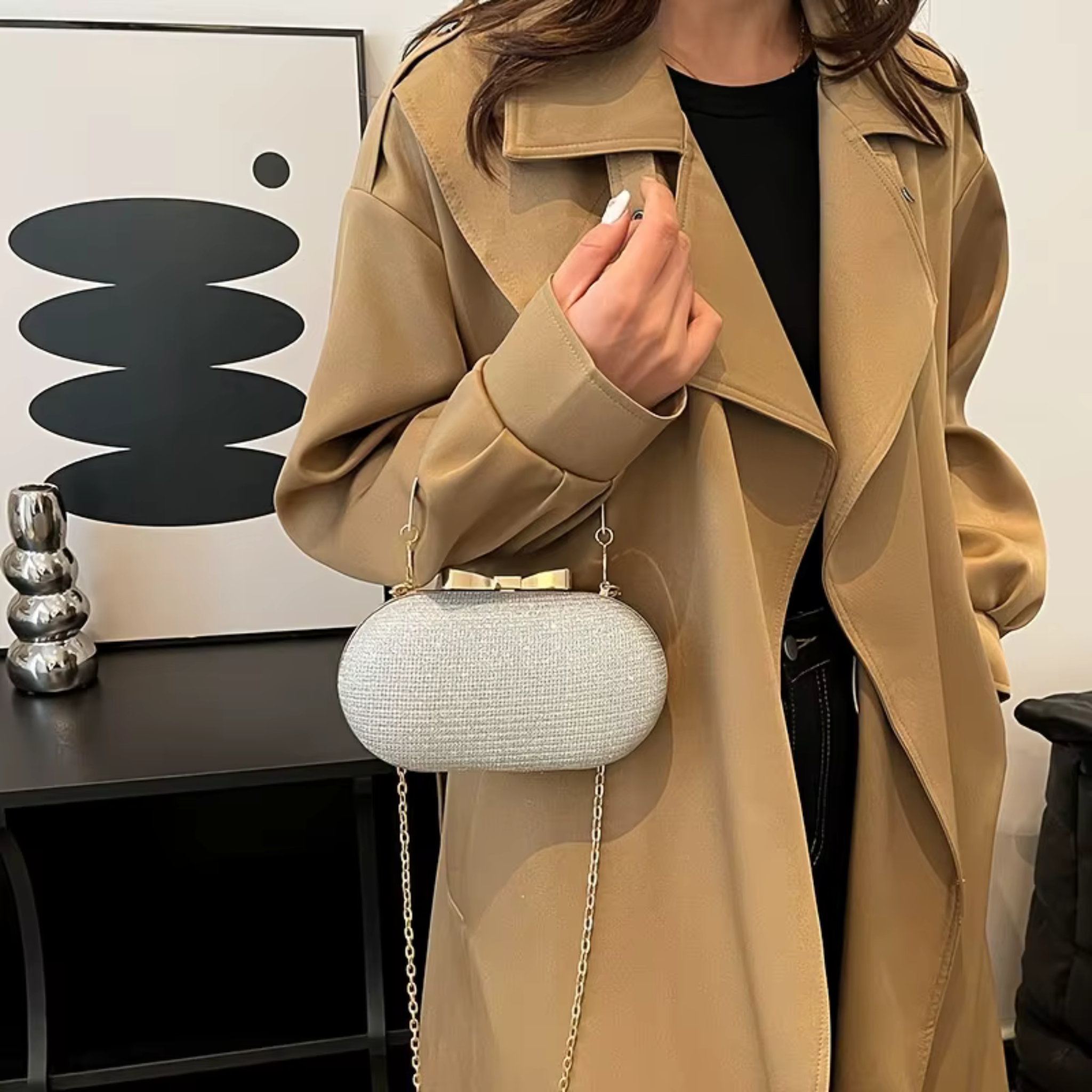 Sac bandoulière femme de soirée à paillettes avec chaîne élégante - Lumièra