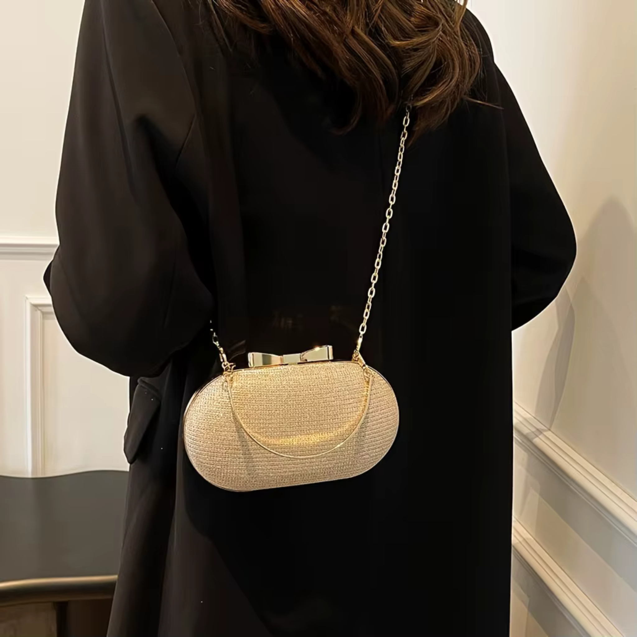 Sac bandoulière femme de soirée à paillettes avec chaîne élégante - Lumièra