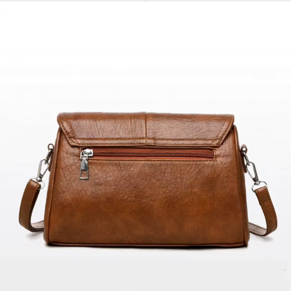 Sac bandoulière femme en similicuir vintage souple  multi-poches - Mila