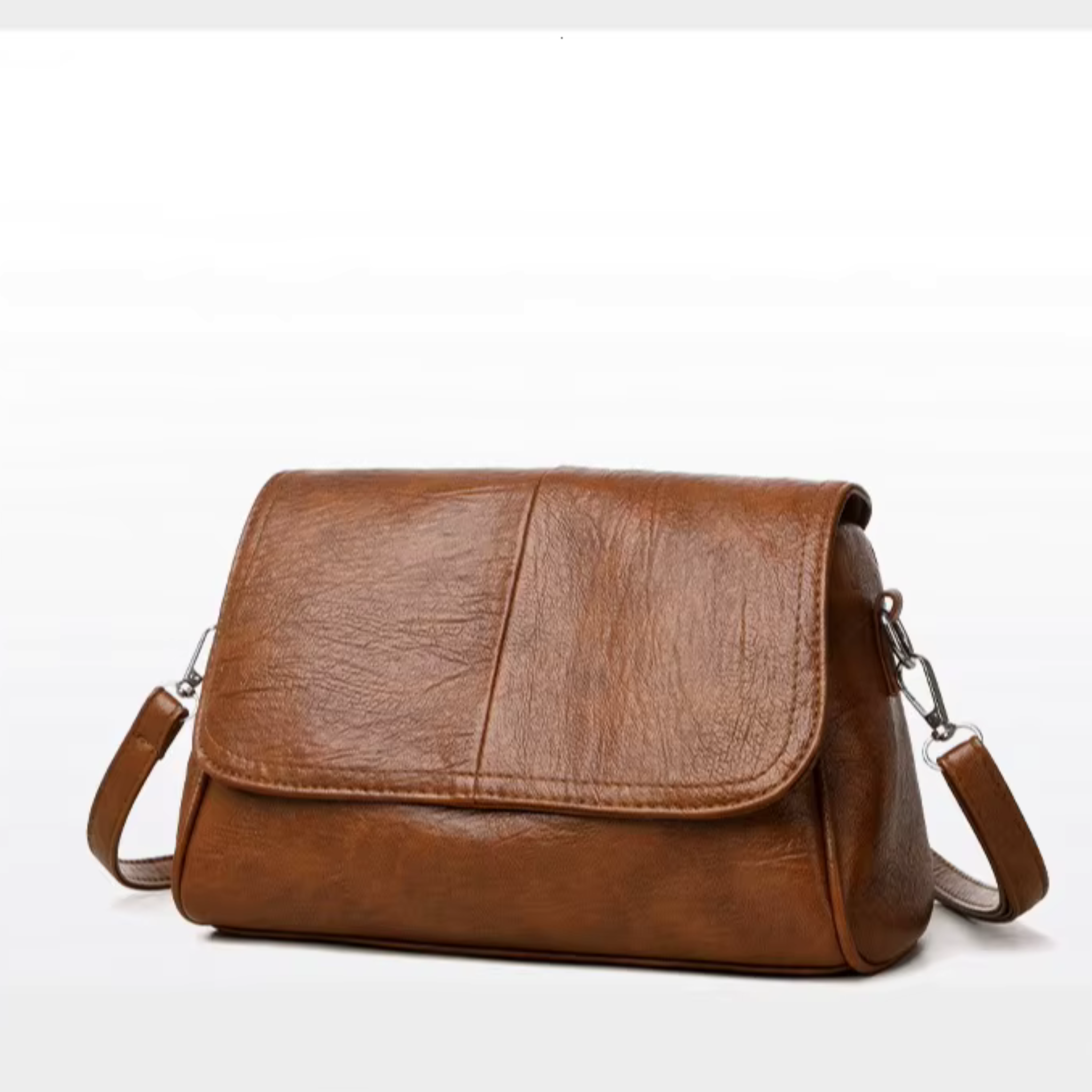 Sac bandoulière femme en similicuir vintage souple  multi-poches - Mila