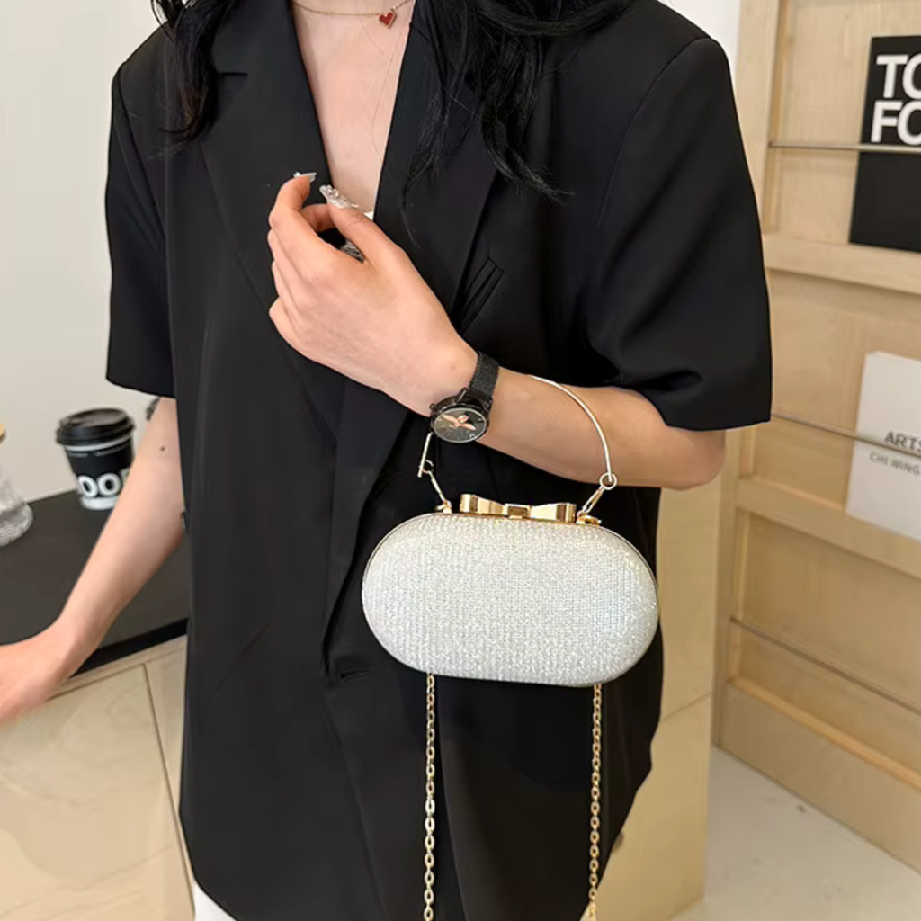 Sac bandoulière femme de soirée à paillettes avec chaîne élégante - Lumièra