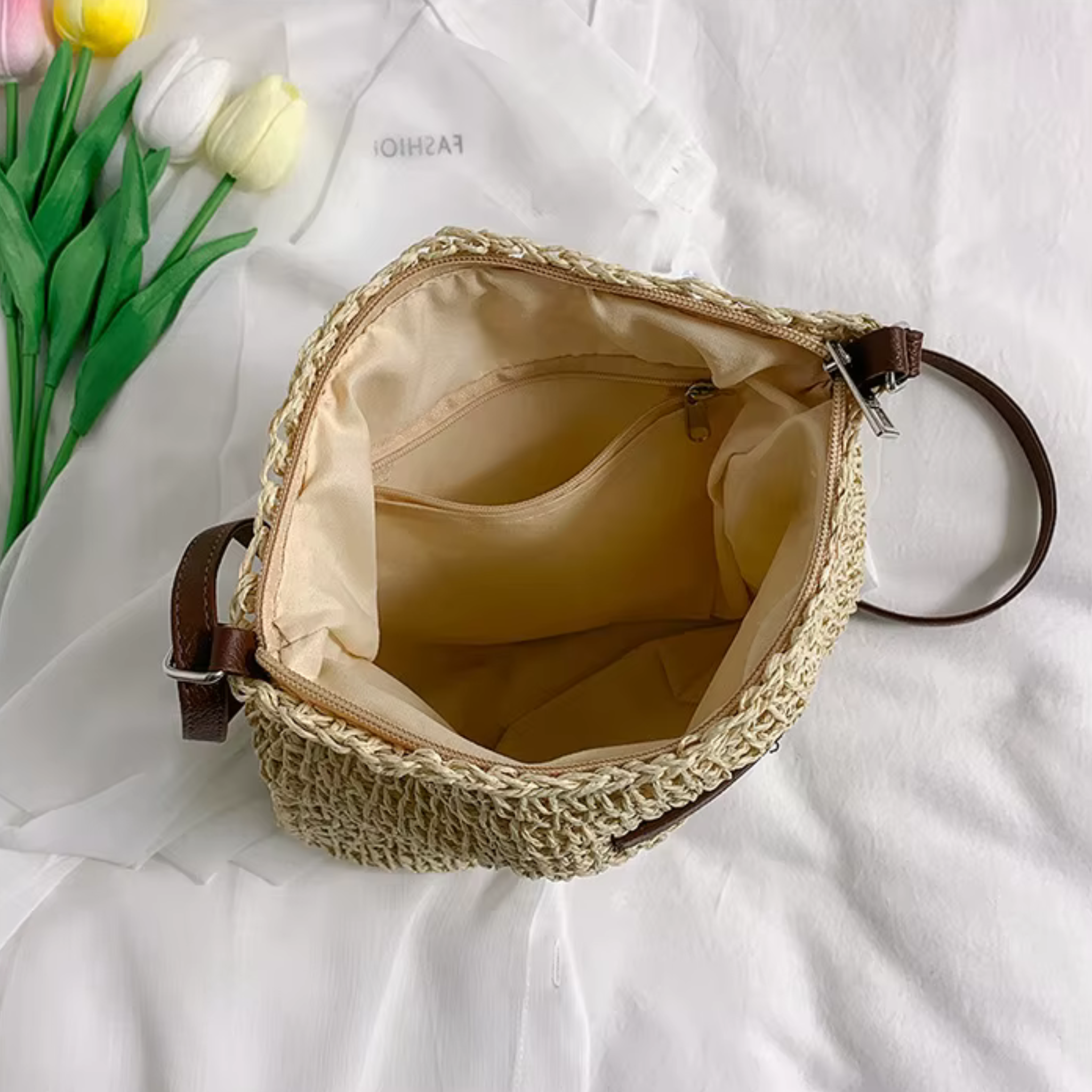 Sac bandoulière femme tressé à la main - Linaé