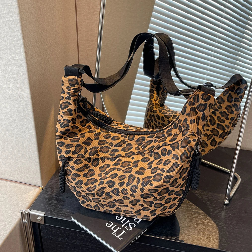 Sac bandoulière léopard femme multi-poches avec sangle réglable - Valia