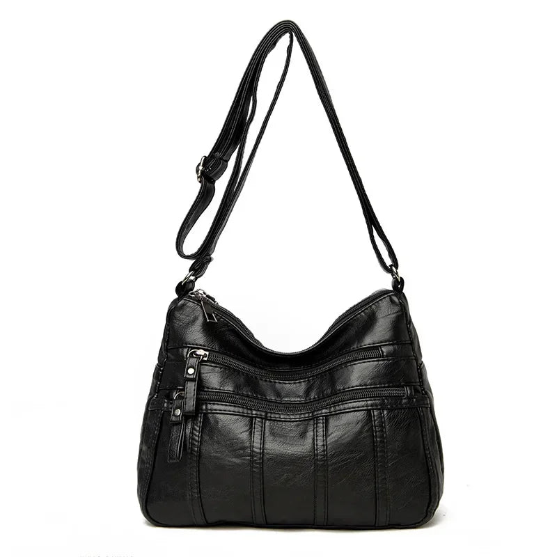 Sac bandoulière femme en similicuir multi-poches grande capacité - Calyra