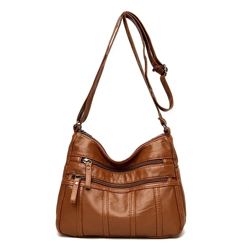 Sac bandoulière femme en similicuir multi-poches grande capacité - Calyra