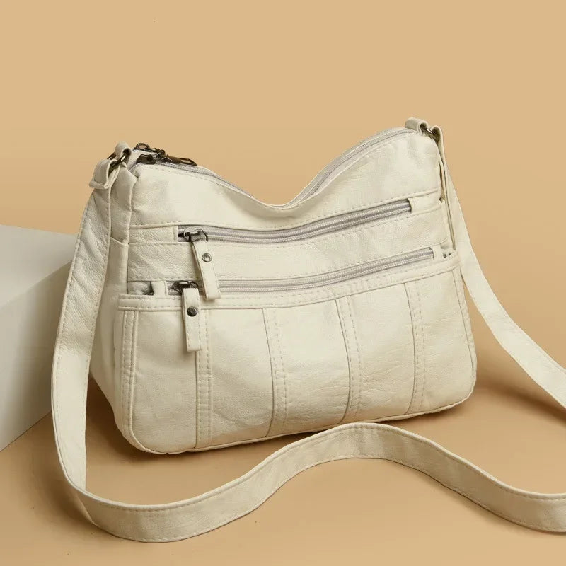Sac bandoulière femme en similicuir multi-poches grande capacité - Calyra