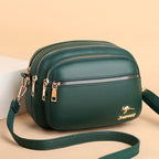 Sac bandoulière femme en similicuir multi-poches souple - Elora