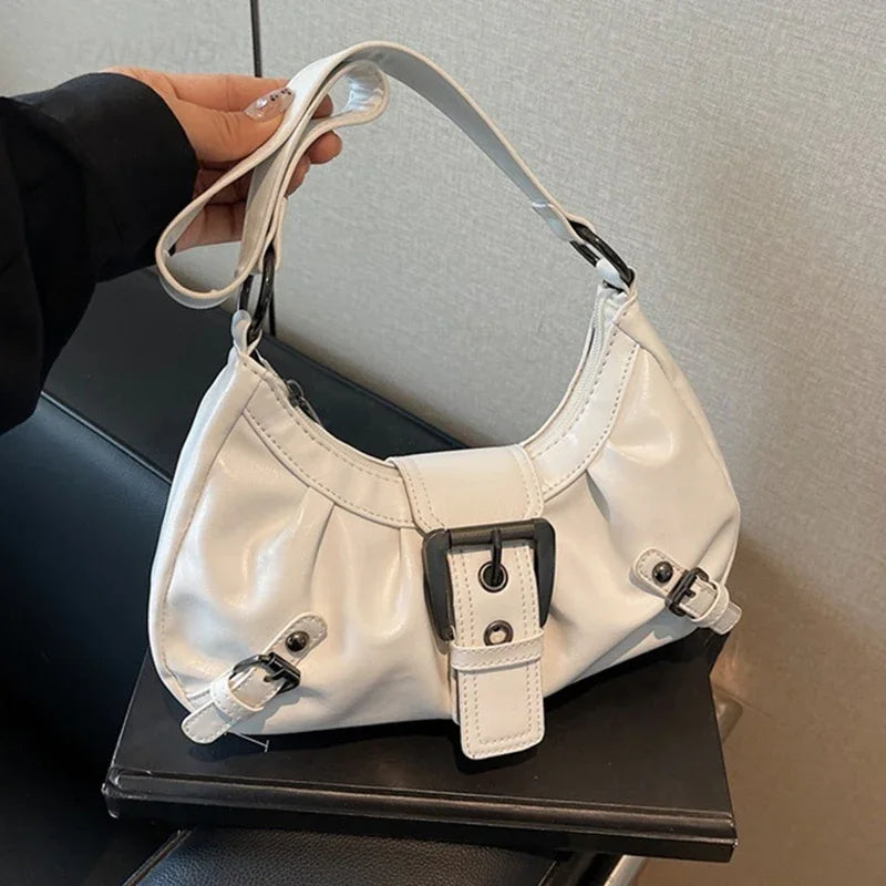 Sac bandoulière en similicuir plissé élégant - Louna