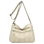 Sac bandoulière femme en similicuir multi-poches grande capacité - Calyra