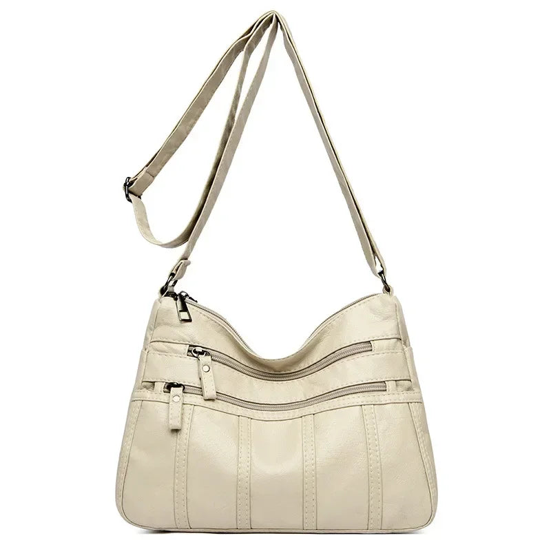 Sac bandoulière femme en similicuir multi-poches grande capacité - Calyra