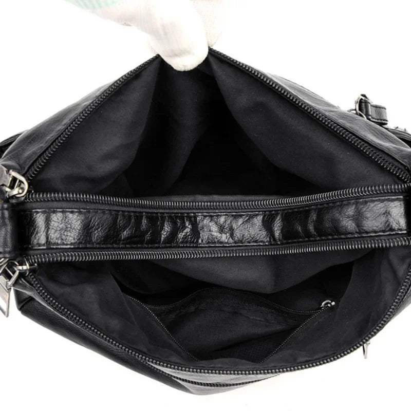 Sac bandoulière femme en similicuir multi-poches grande capacité - Calyra