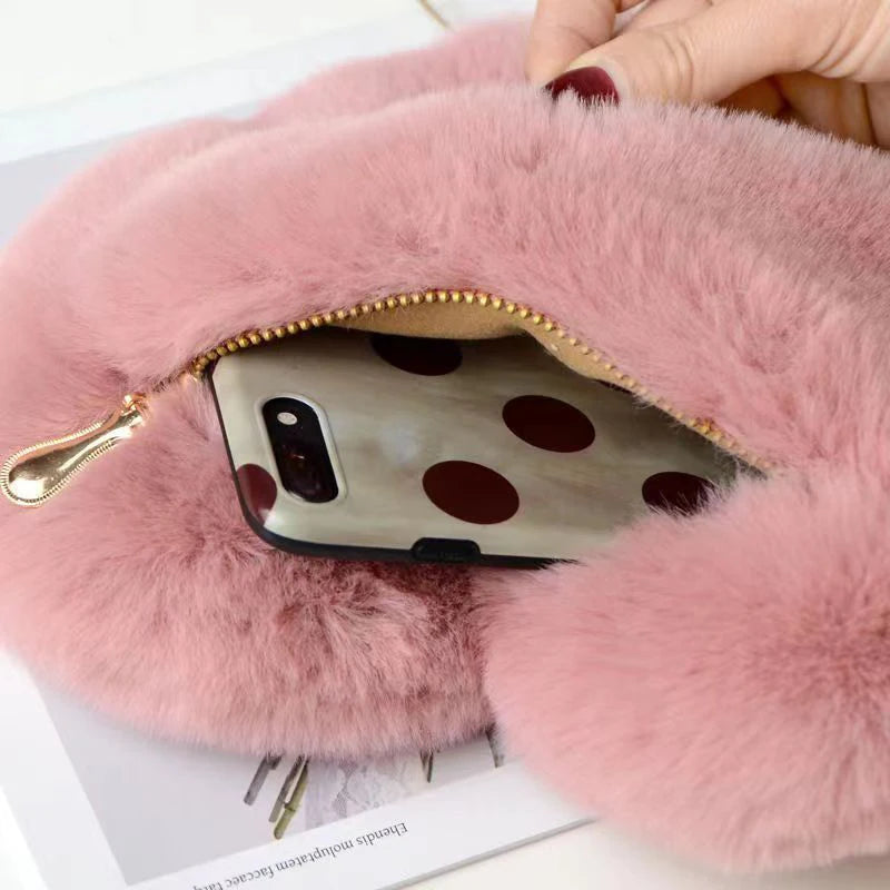 Sac bandoulière femme cœur fourrure doux élégant - Nalia
