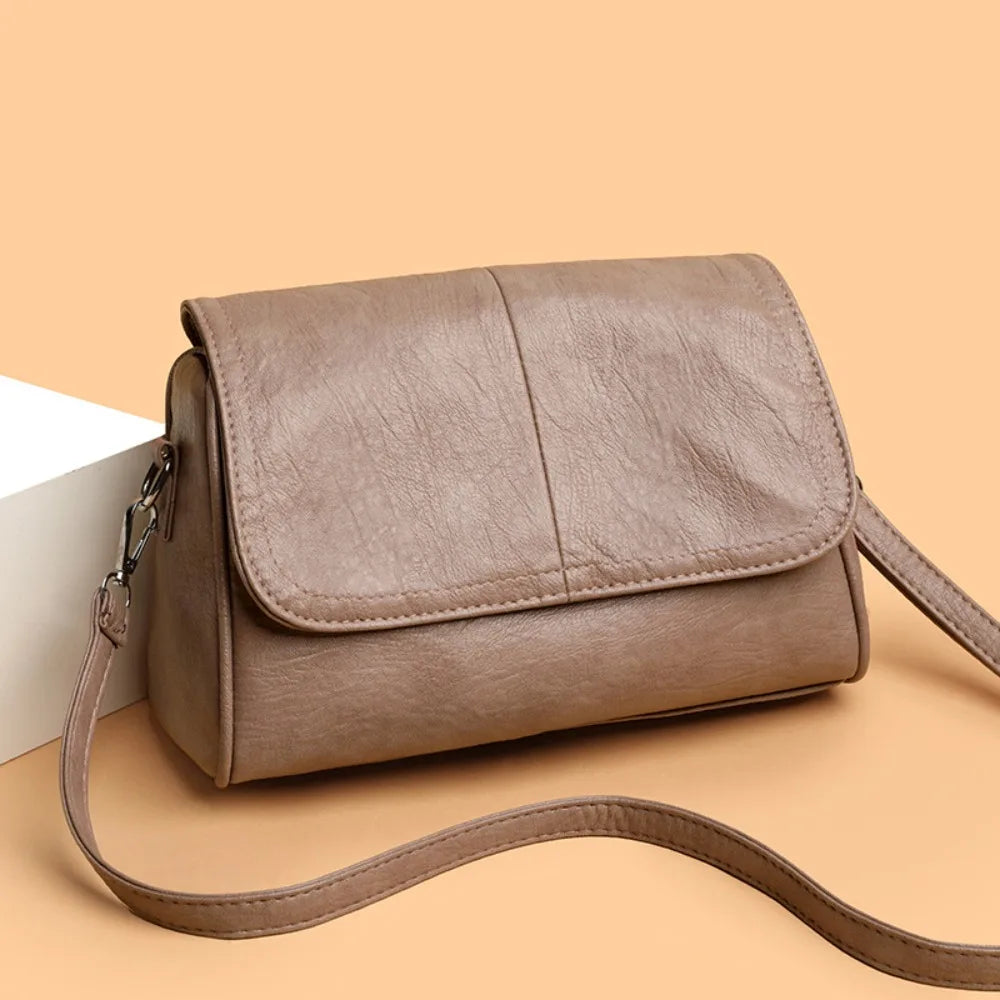 Sac bandoulière femme en similicuir vintage souple  multi-poches - Mila