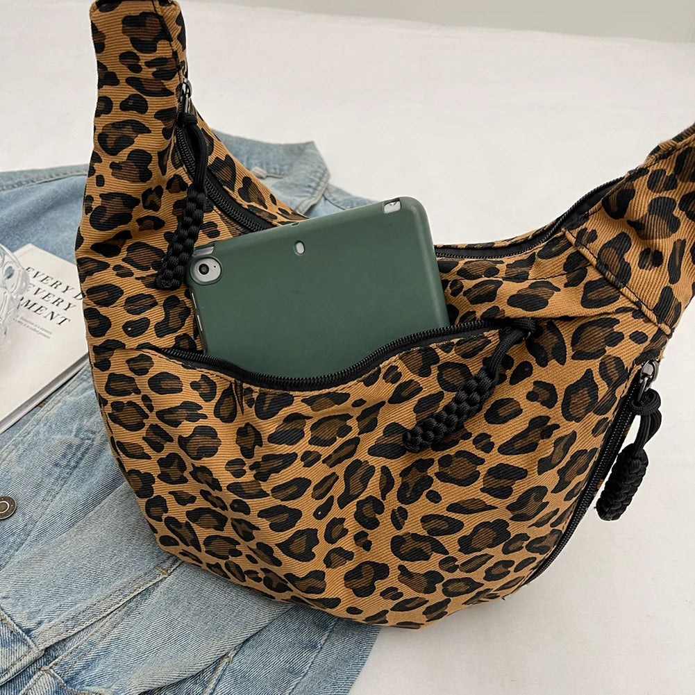 Sac bandoulière léopard femme multi-poches avec sangle réglable - Valia