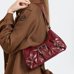 Sac bandoulière en similicuir plissé élégant - Louna